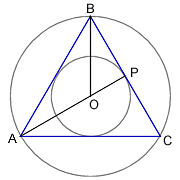 Equilateral triangle two circles